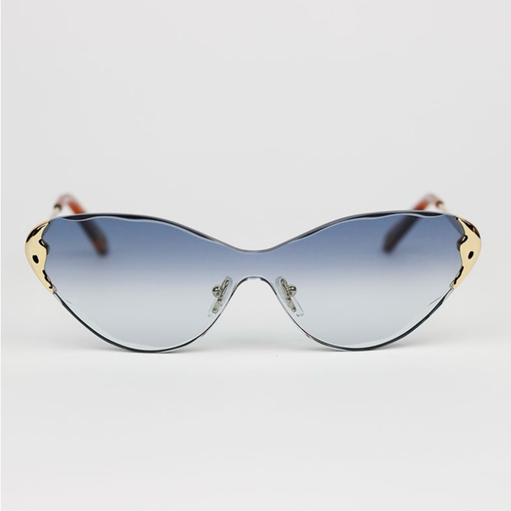 Beautiful New Chloe Curtis Blue Gradient CE163S618 Gold Frame Rimless Beveled
